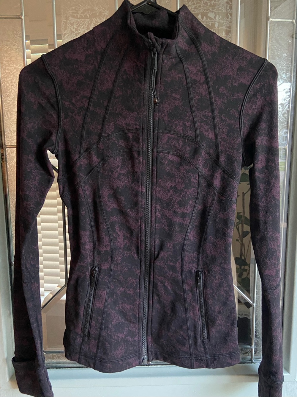 10. Size 2 LULULEMON Black And Purple Patterned Define Jacket